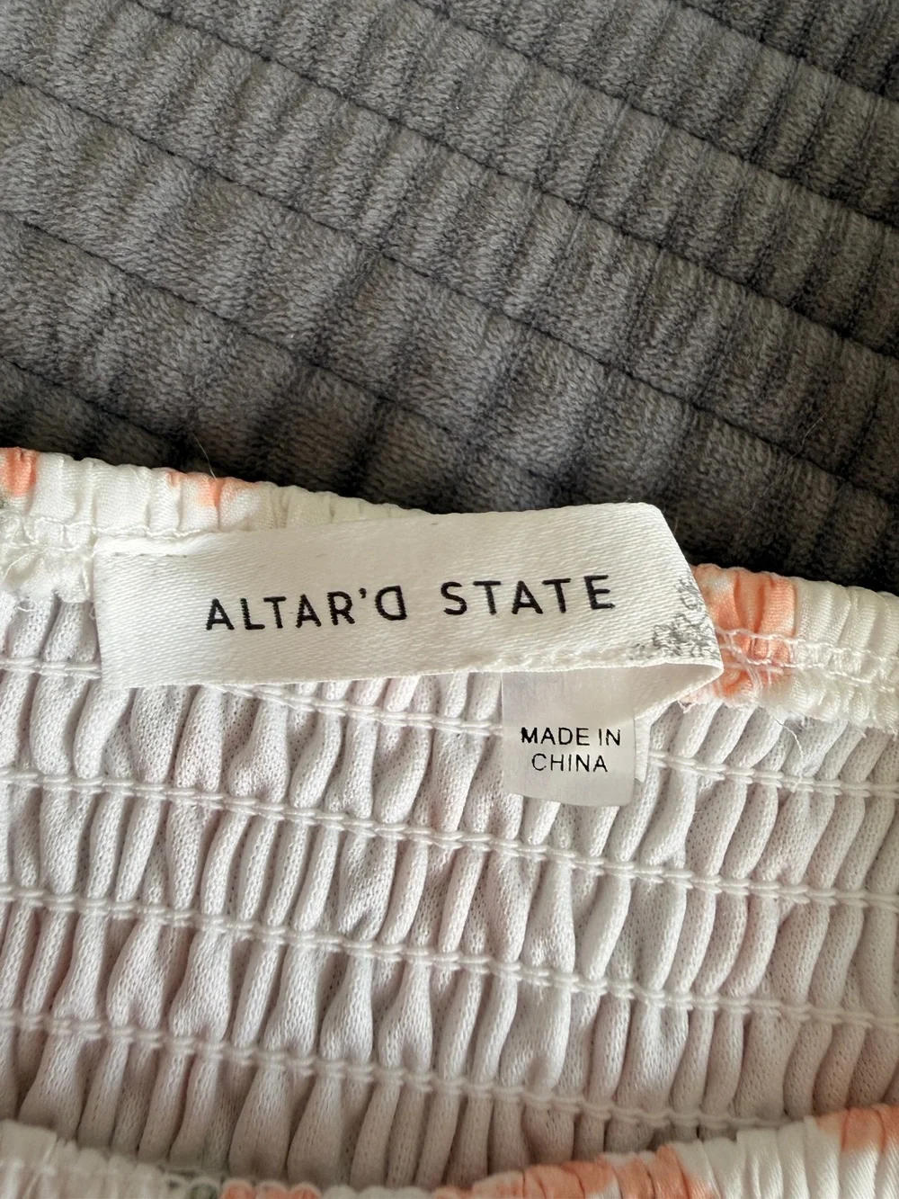 Altar'd State White & Peach Floral Smocked Puff-Sleeve Mini Dress - Picture 4 of 4